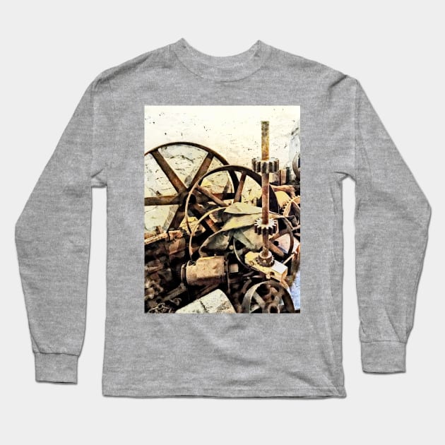 Wheels and Gears in Grist Mill Long Sleeve T-Shirt by SusanSavad
